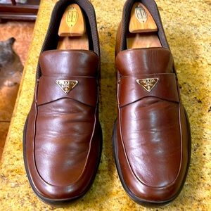 Prada Brown Leather Sneakers Loafers Size UK 10 US 11